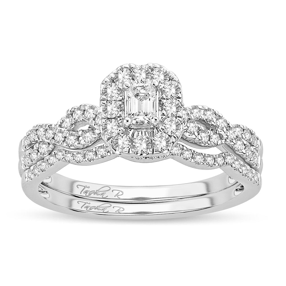 14K White Gold Dazzling 0.60Ct Diamond Bridal Ring