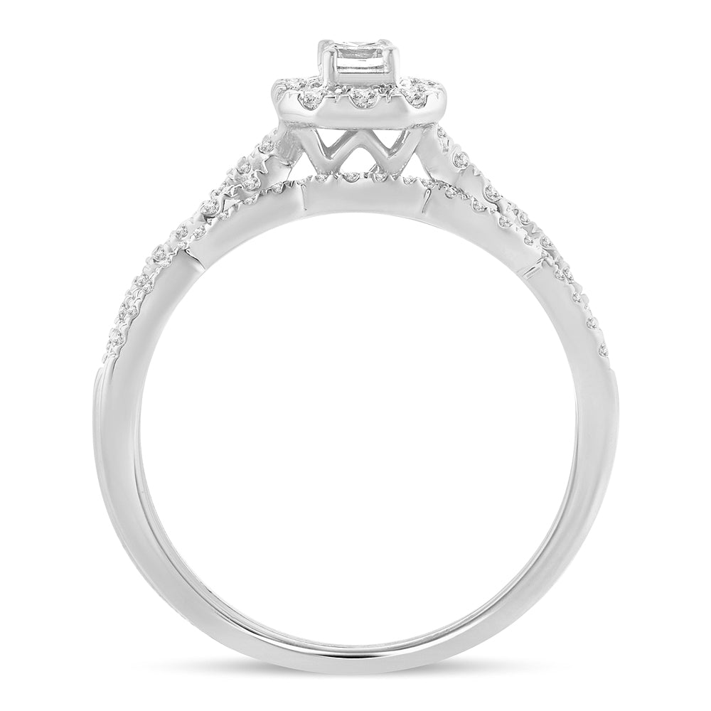14K White Gold Dazzling 0.60Ct Diamond Bridal Ring