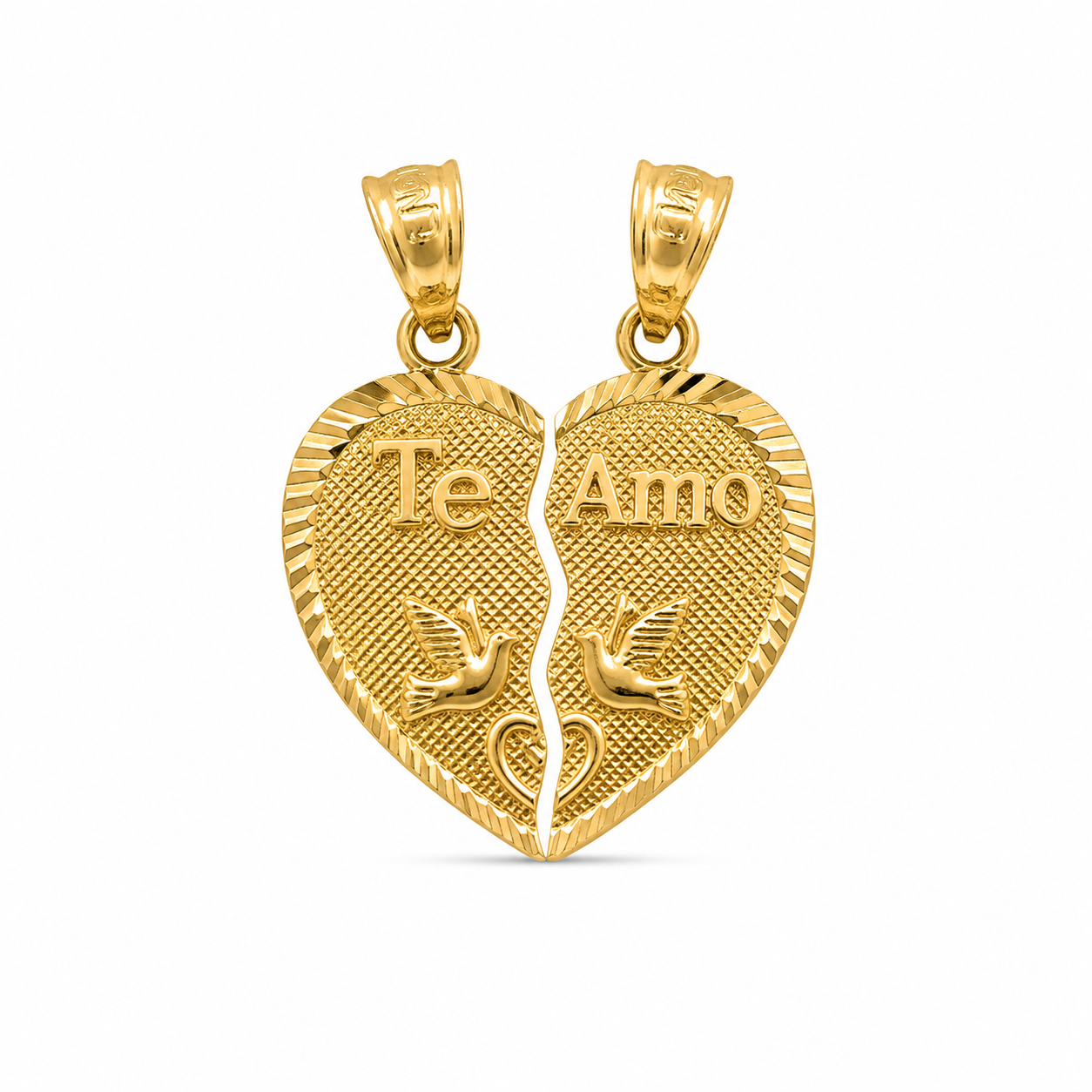10KT Te Amo Heart Yellow Gold Pendant [A1B5]