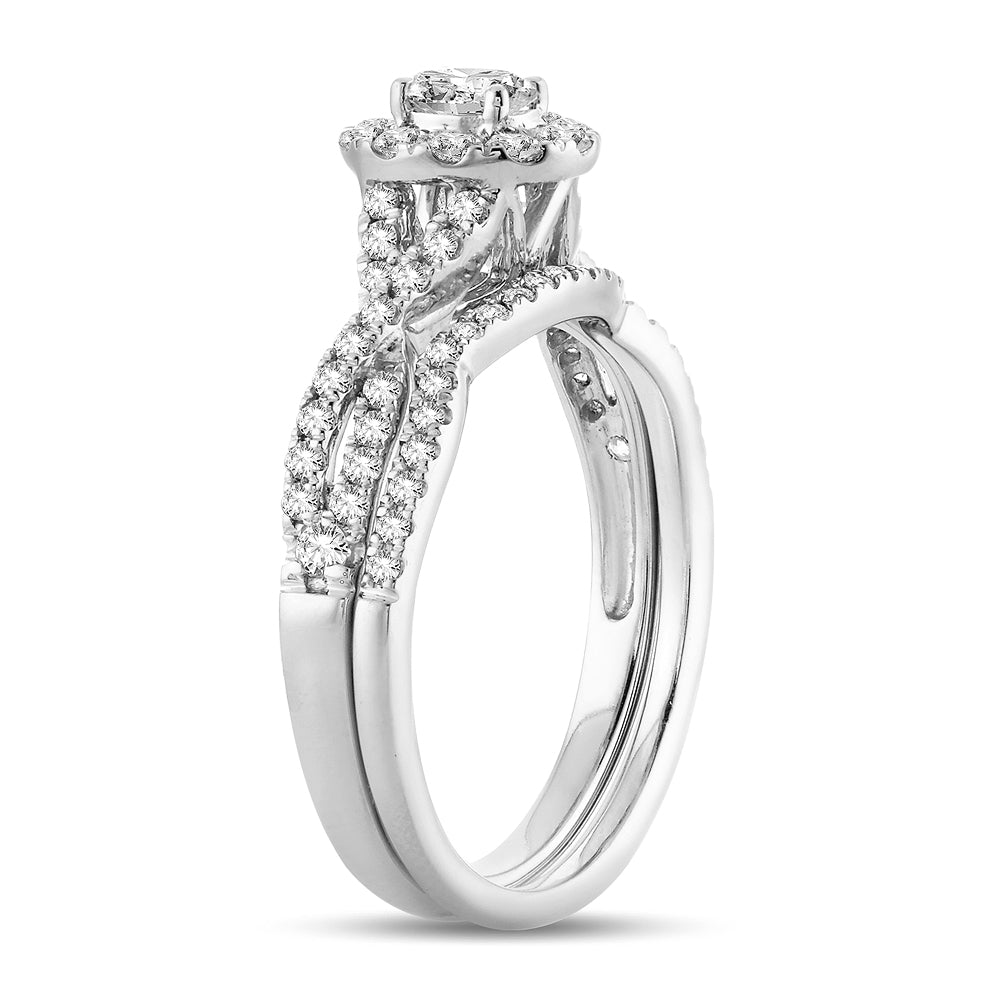 14K White Gold Exquisite 0.75Ct Diamond Bridal Ring