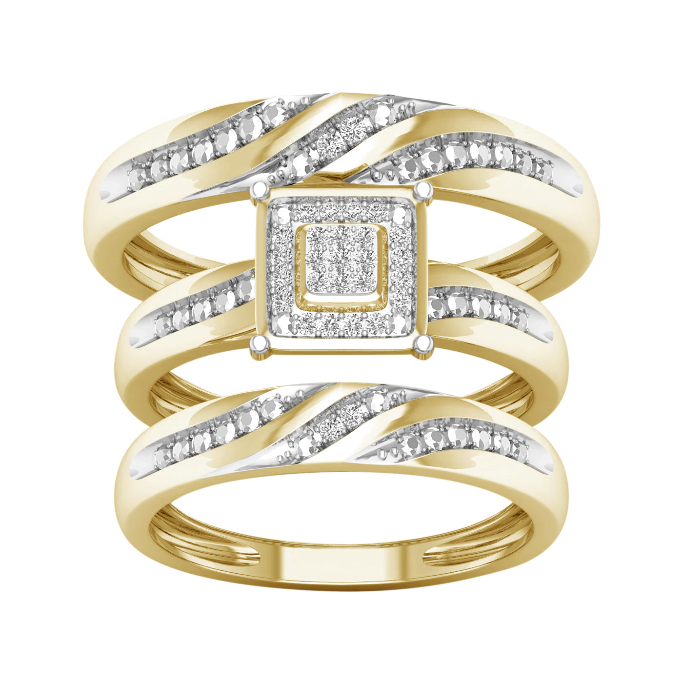 10K Yellow Gold Gorgeous 0.07Ct Diam Trio Set
