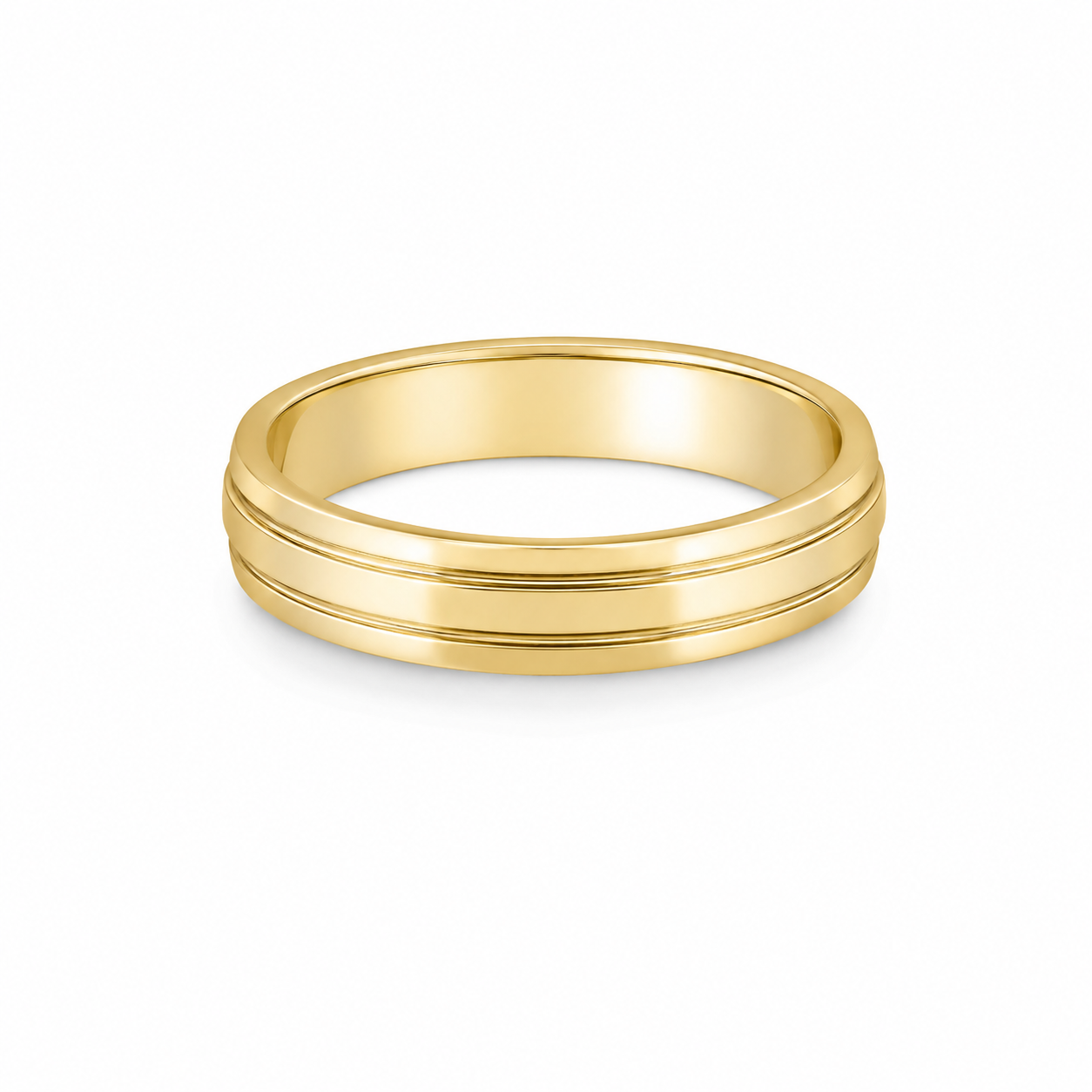18KT Wedding Band Yellow Gold Ring [A2B7]