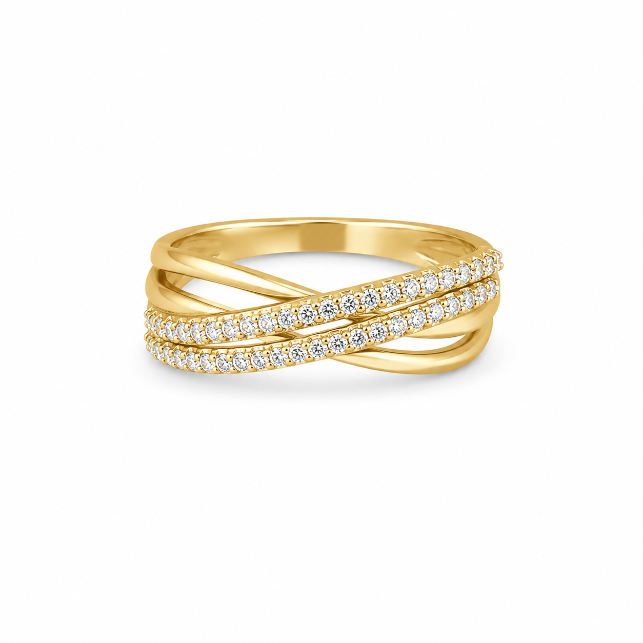 22KT Designer Cubic Zirconium Yellow Gold Ring [A3B8]