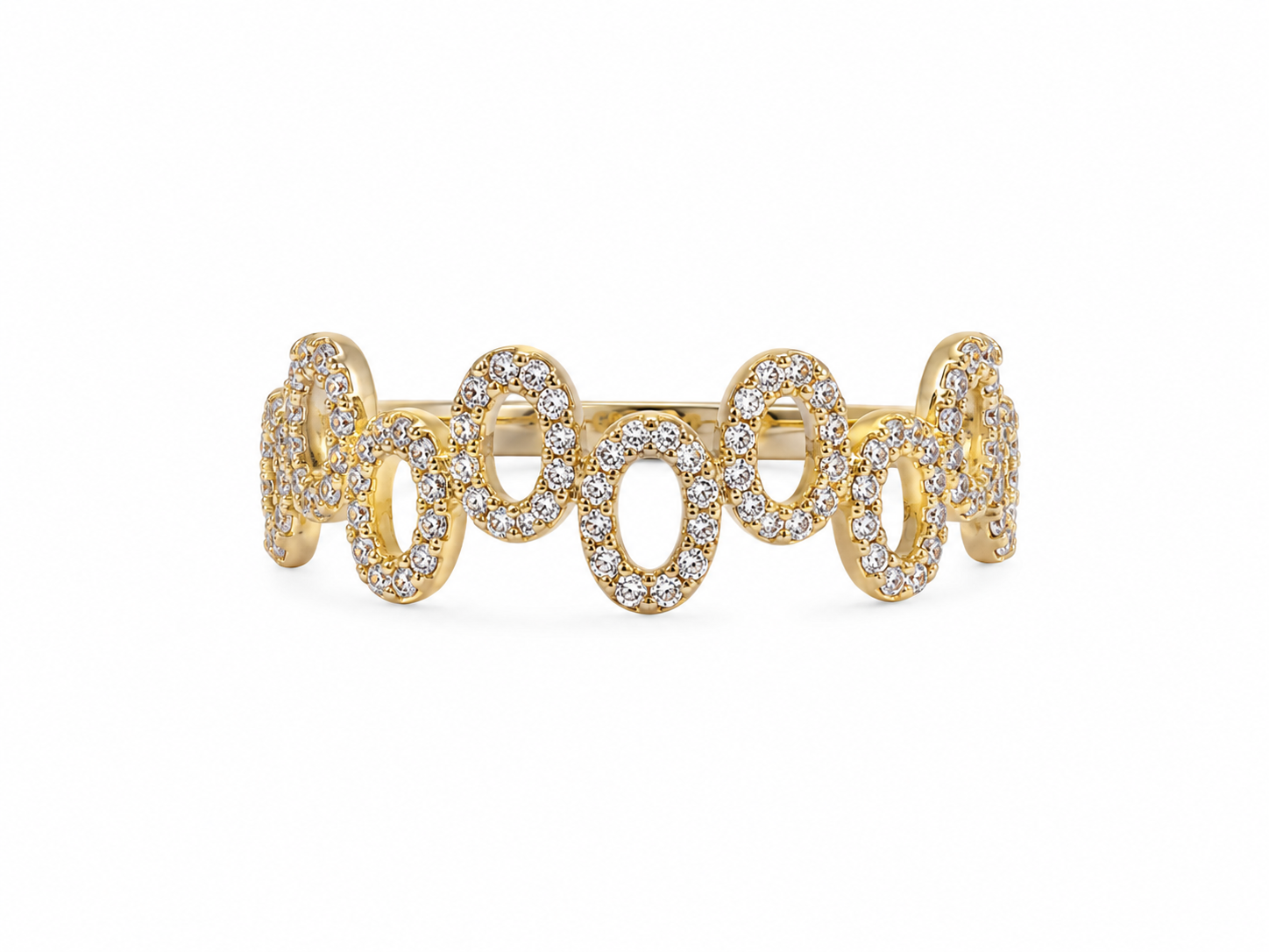 22KT Oval Row Cubic Zirconium Yellow Gold Ring [A2B7]