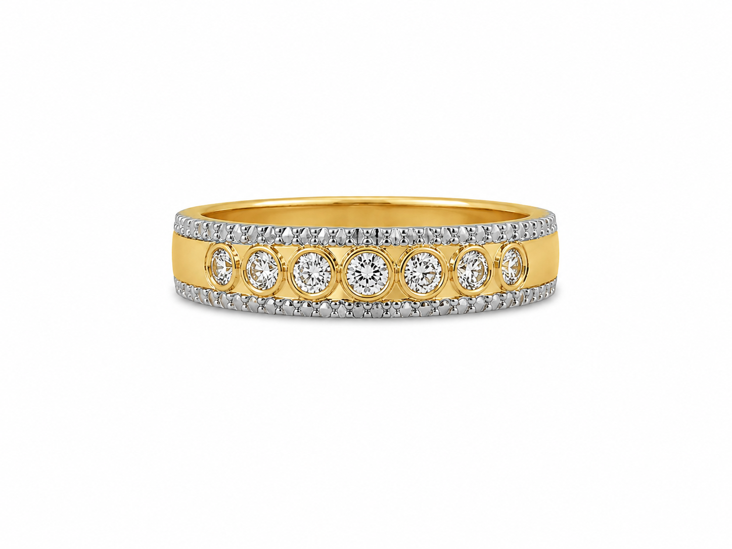 22KT Wedding Band Cubic Zirconium Yellow Gold Ring [A8B3]