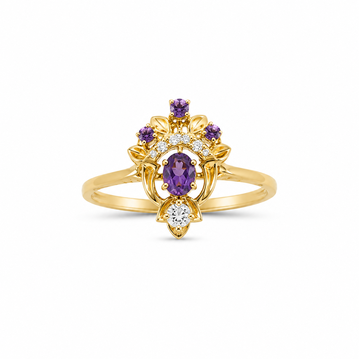 22KT Designer Cubic Zirconium Yellow Gold Ring [A3B0]