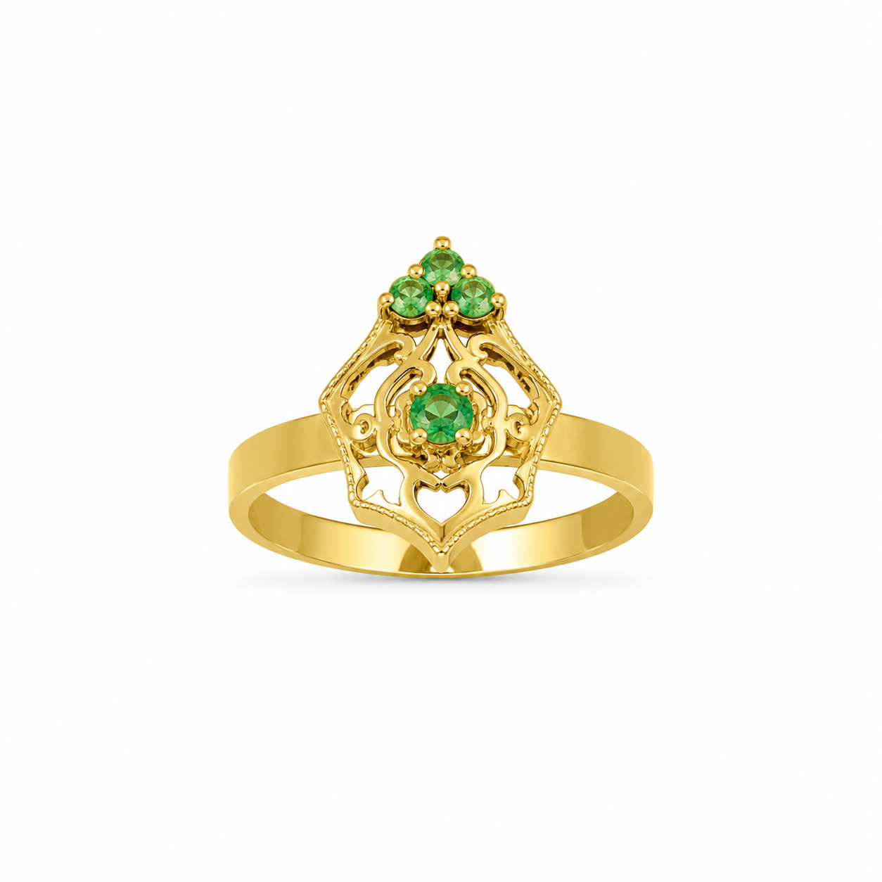 22KT Shield Cubic Zirconium Yellow Gold Ring [A3B0]