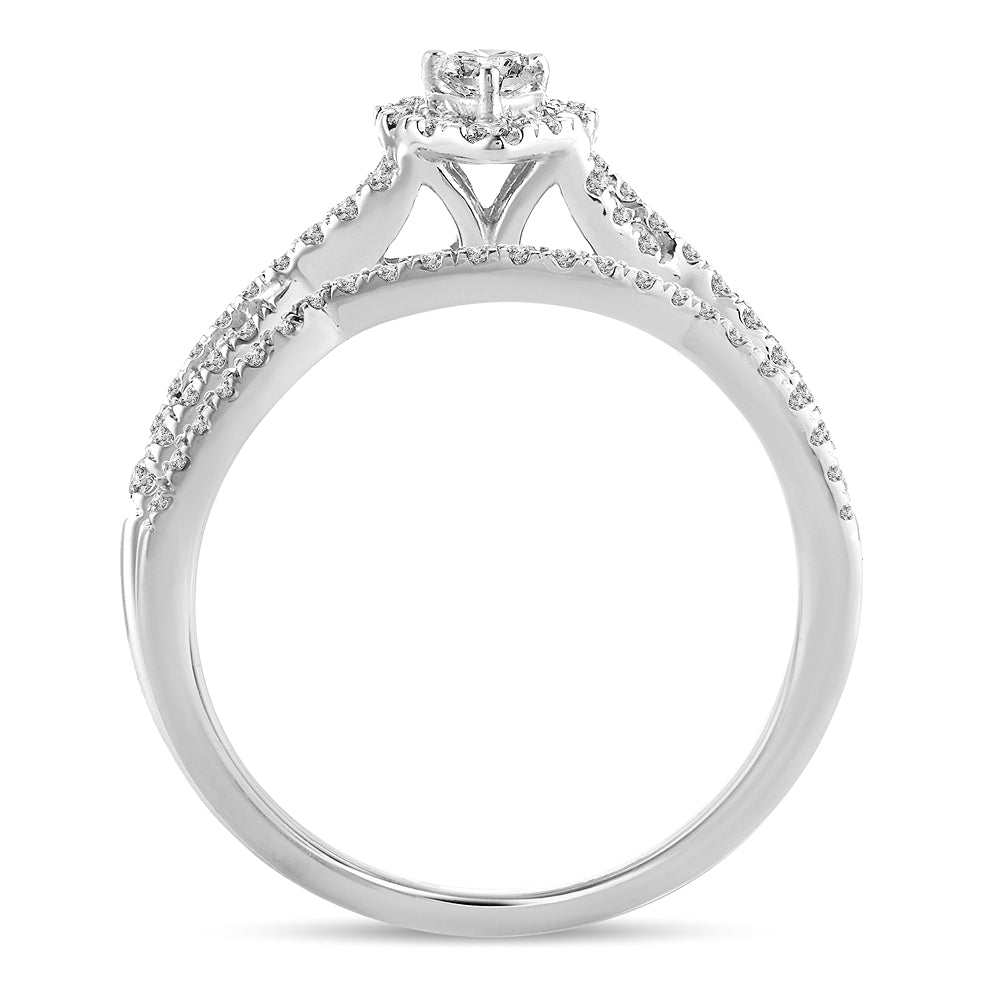 14K White Gold Elegant 0.50Ct Fancy Cut Bridal Ring