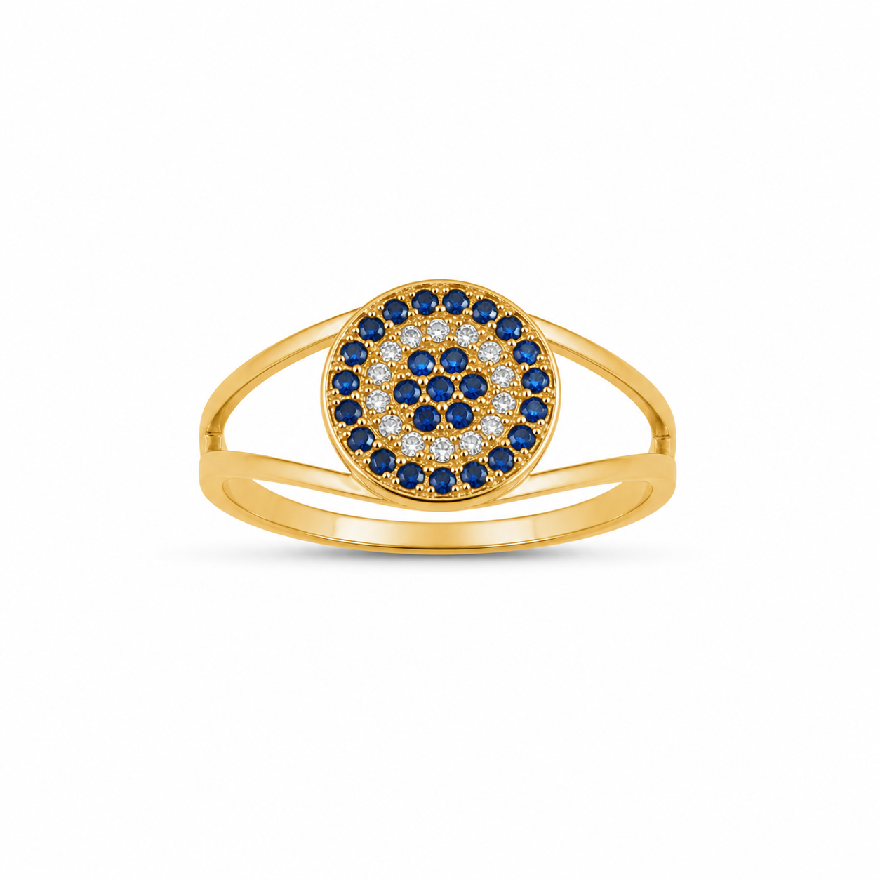 22KT Circle Center Rows Cubic Zirconium Yellow Gold Ring [A2B2]