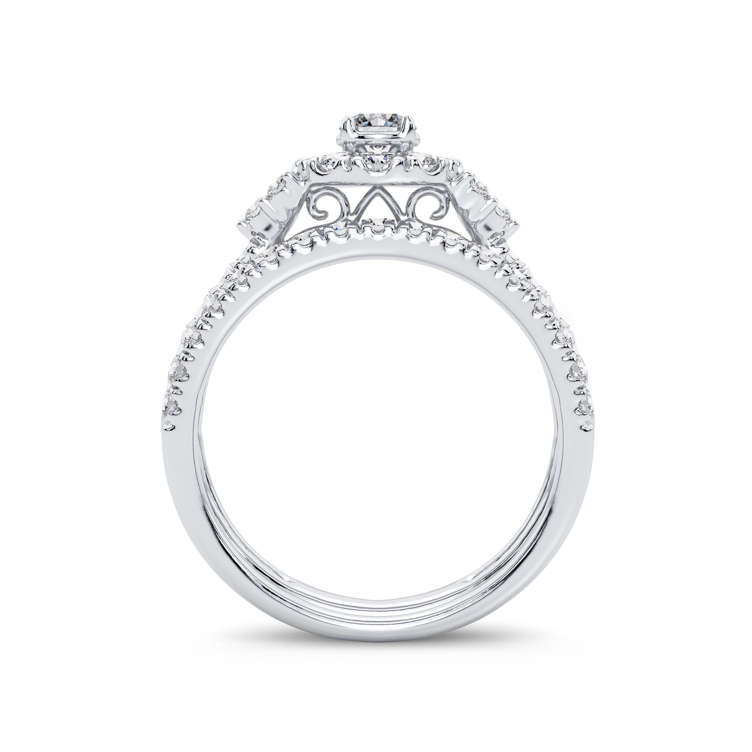 14K White Gold Dazzling 1.00Ct Diamond Bridal Ring