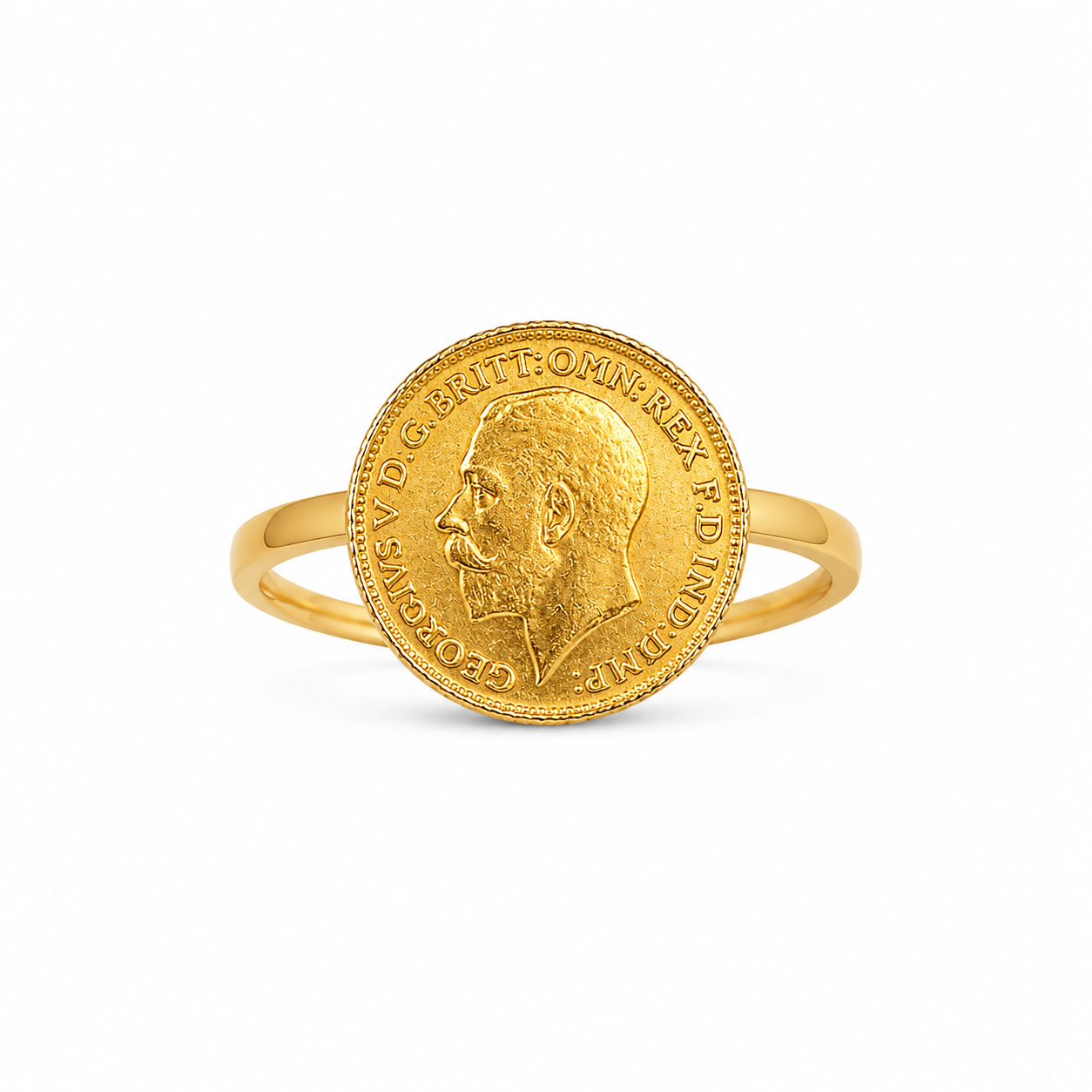 22KT King George Coin Yellow Gold Ring [A1B7]