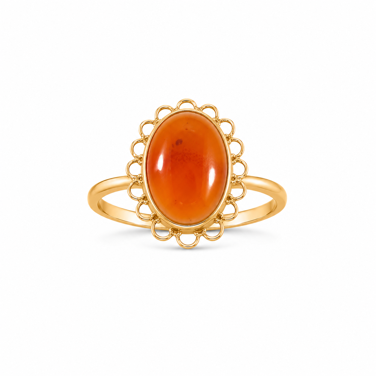 22KT Oval Amber Yellow Gold Ring [A5B7]