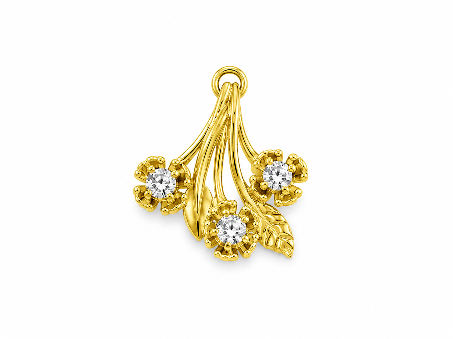 22KT Flowers Cubic Zirconium Yellow Gold Pendant [A1B4]
