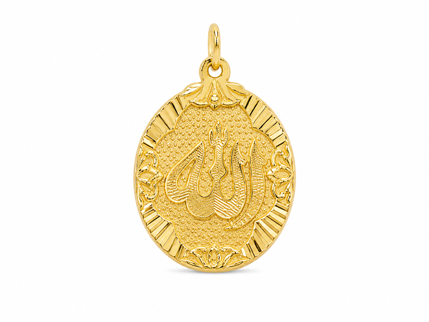 22KT Oval Script Allah Yellow Gold Pendant [A2B0]