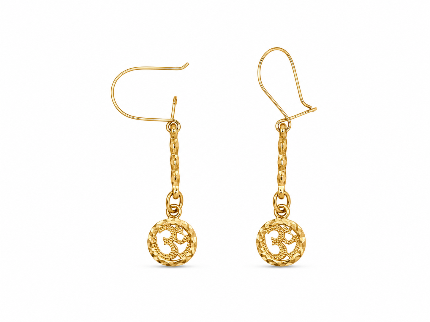 18KT Om Buddist Yellow Gold Earrings [A1B6]
