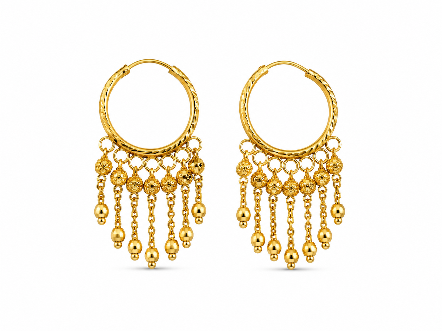 22KT Chain Tassel Yellow Gold Earrings [A6B4]