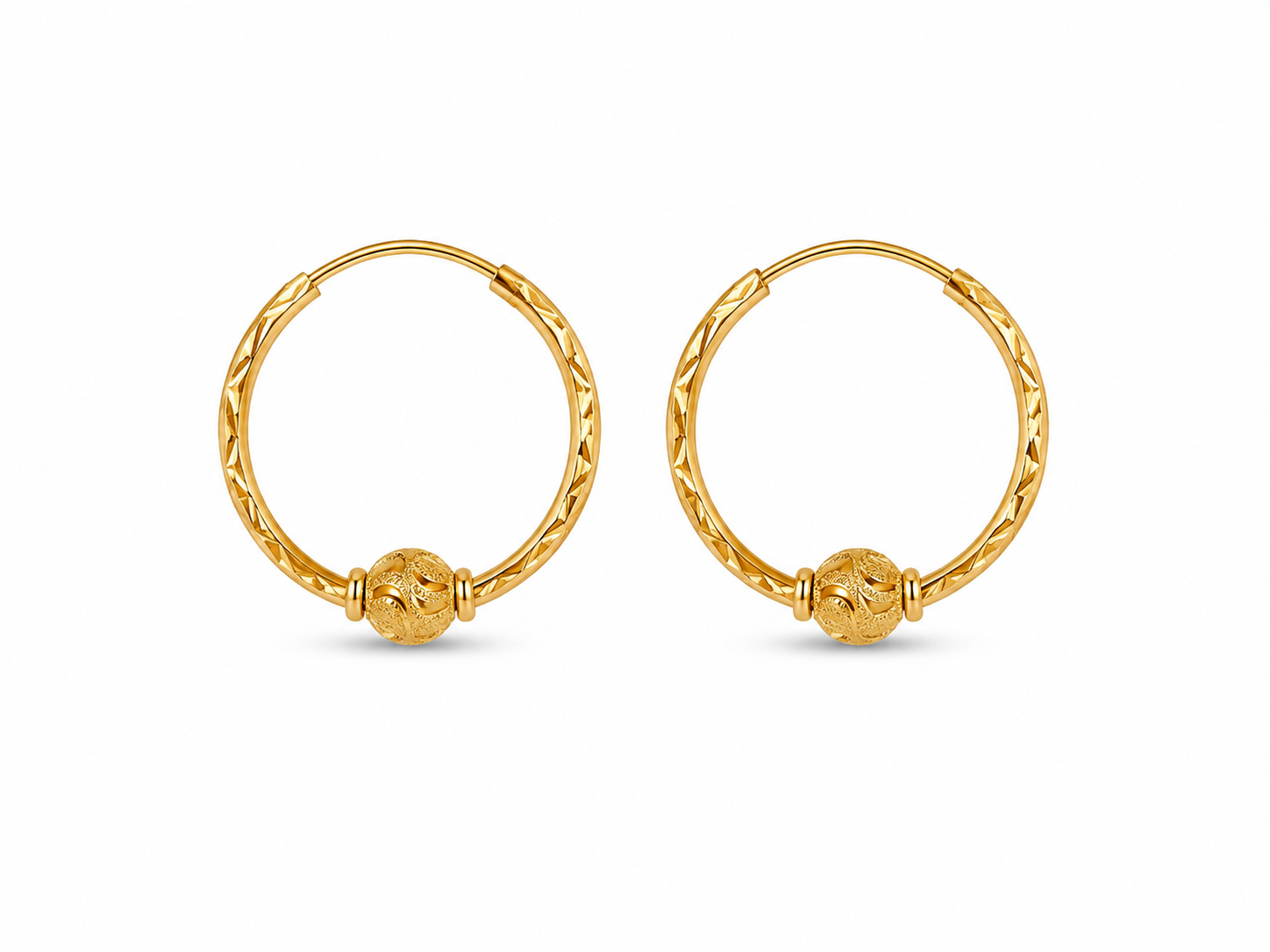 22KT Loop with Ball Yellow Gold Earrings [A3B1}