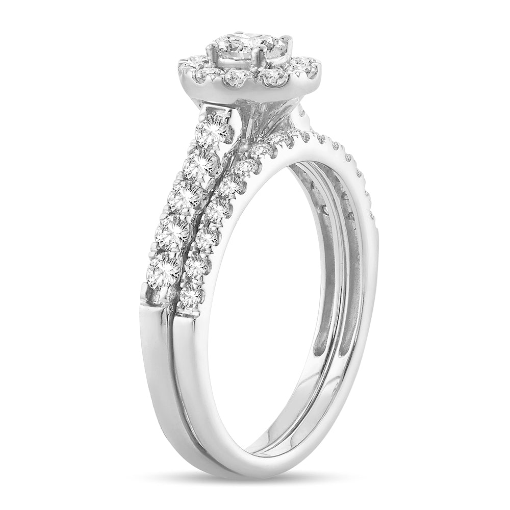 14K White Gold Magnifcnet 1.00Ct Fancy Cut Bridal Ring