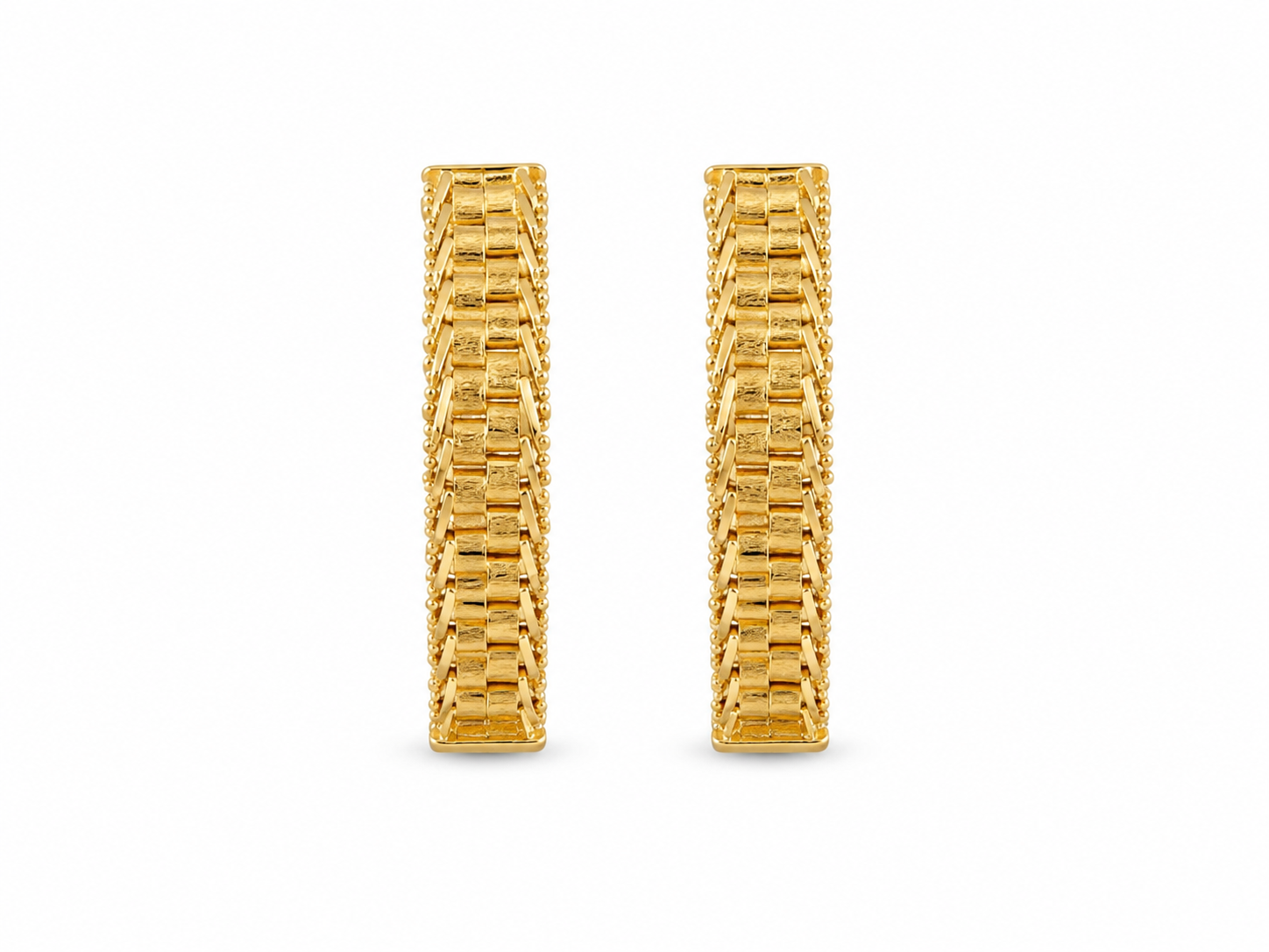 18KT Watch Band Yellow Gold Earrings [A7B7]