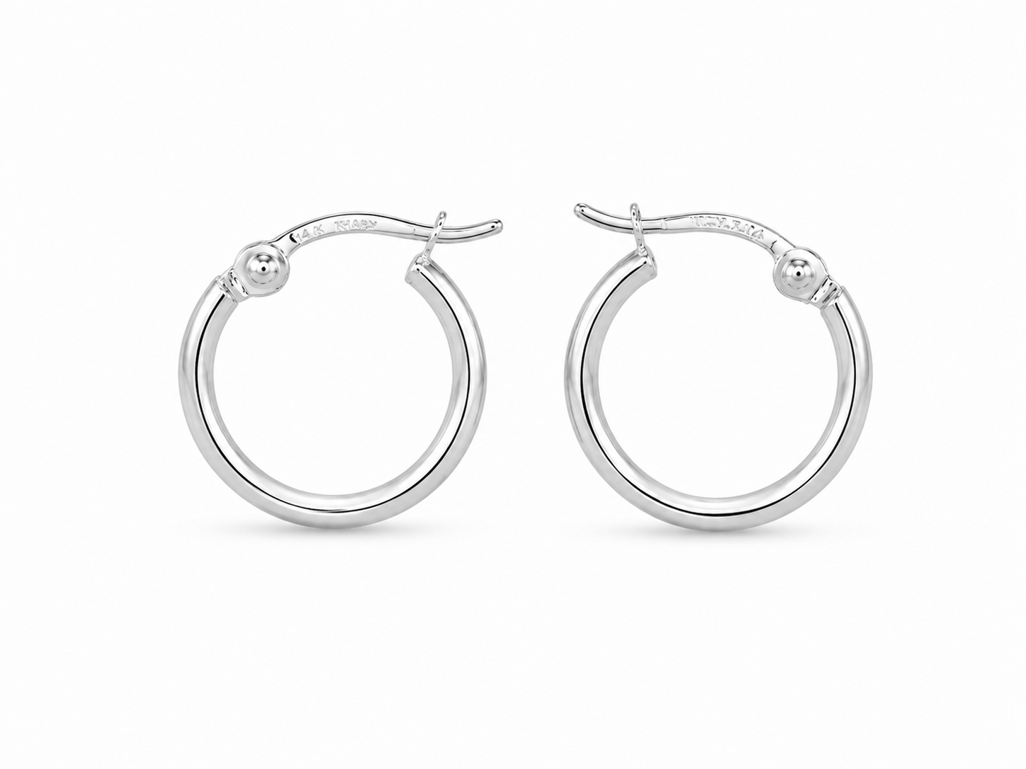 18KT Hoop White Gold Earrings {A1B5]