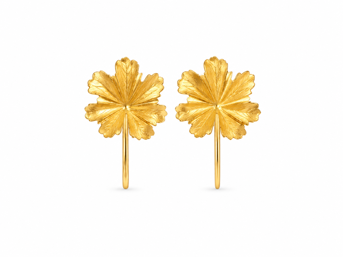 18KT Leaf Yellow Gold Earrings [A2B0]