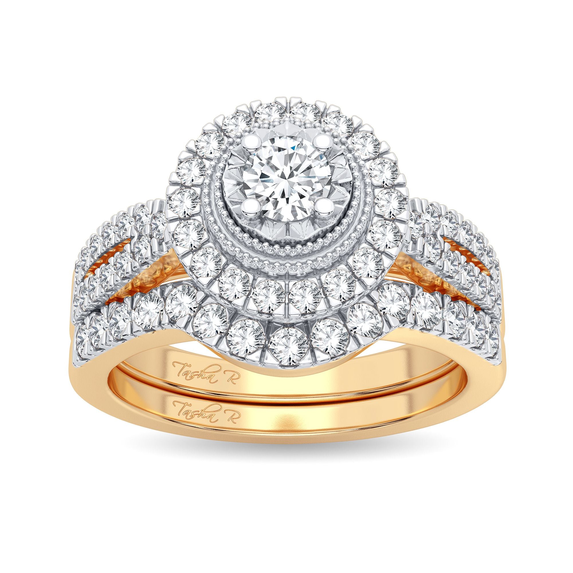 14K Yellow Gold Dazzling 0.75Ct Diamond Bridal Ring