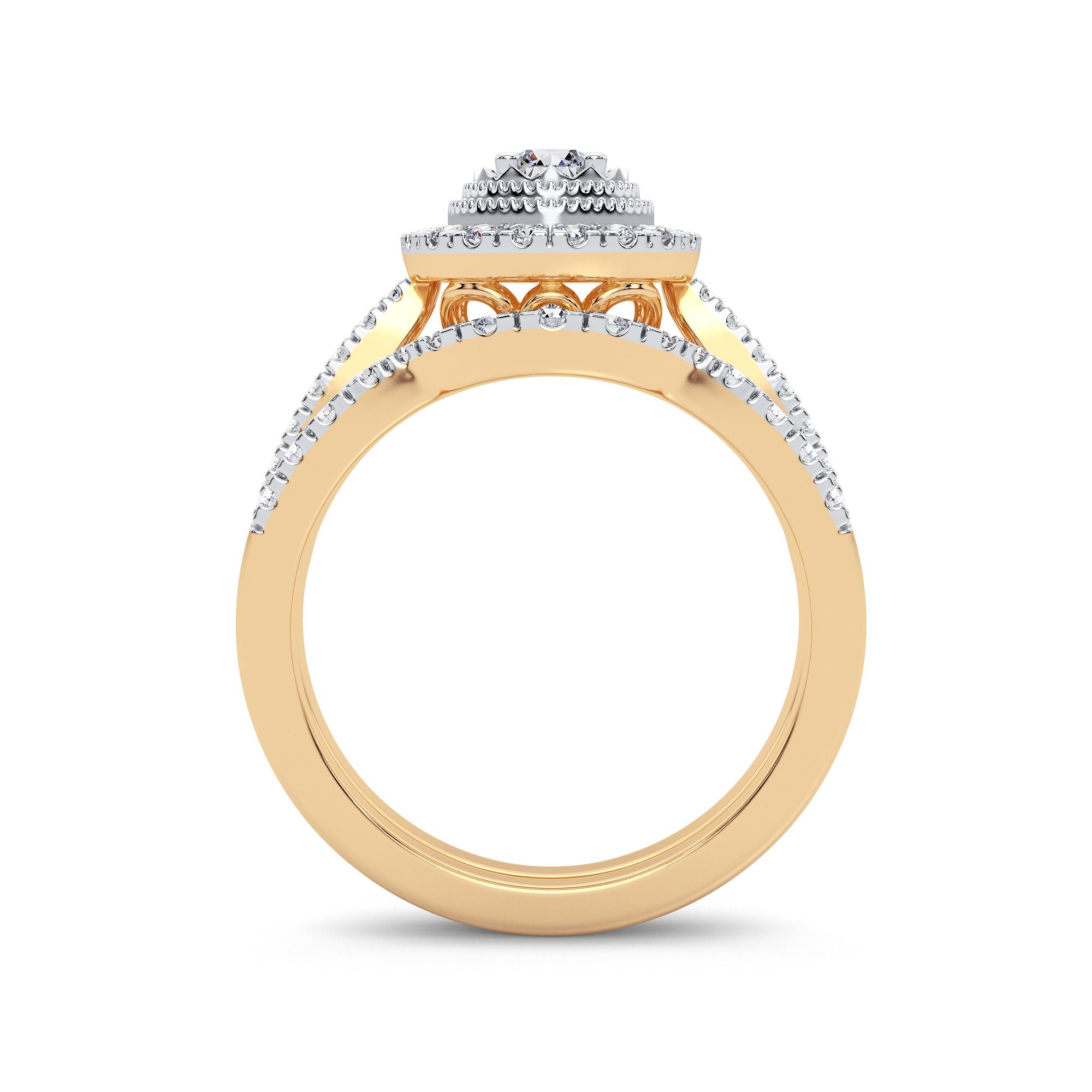 14K Yellow Gold Dazzling 0.75Ct Diamond Bridal Ring