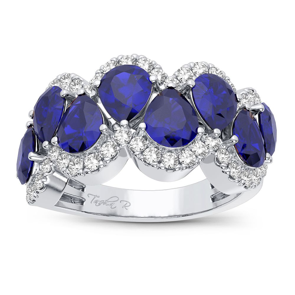 14K White Gold Elegant 0.50Ct Diamond Ring Sapphire