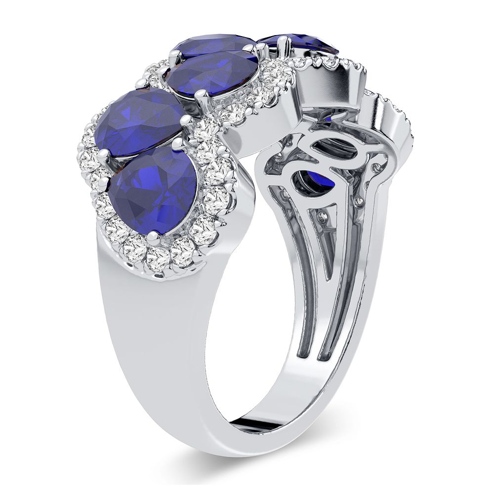 14K White Gold Elegant 0.50Ct Diamond Ring Sapphire