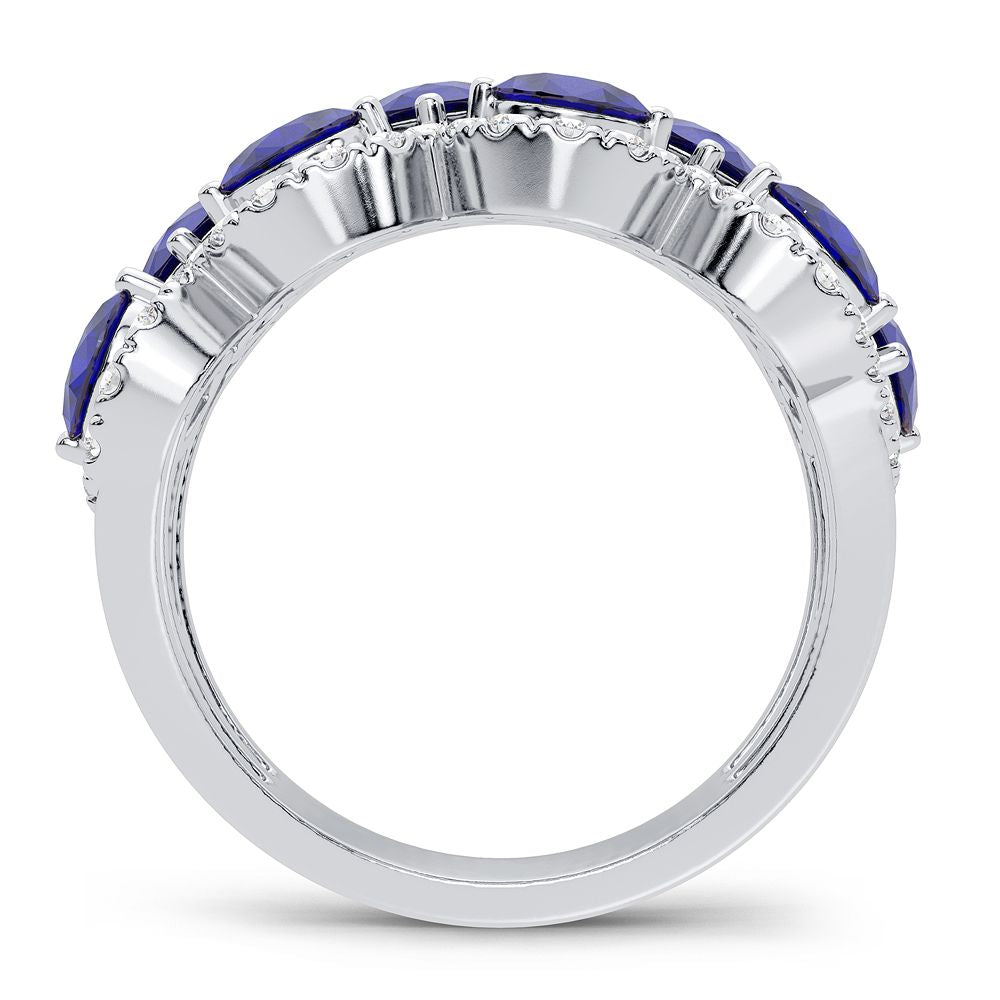 14K White Gold Elegant 0.50Ct Diamond Ring Sapphire
