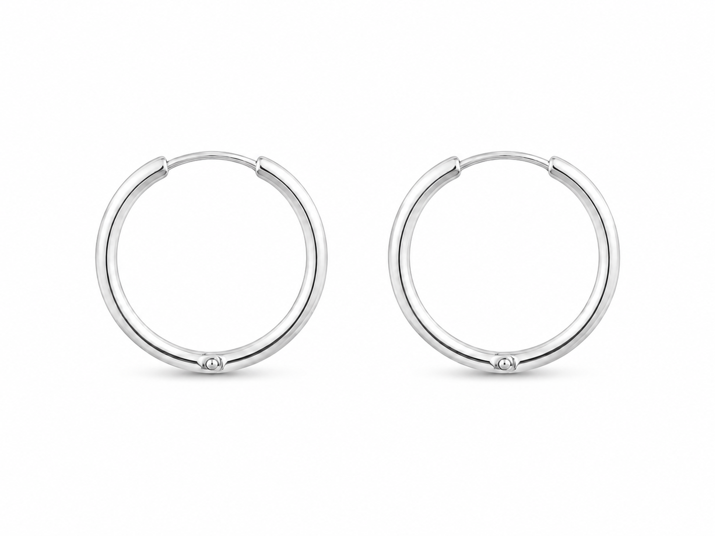 18KT Hoop White Gold Earrings [A3B5]