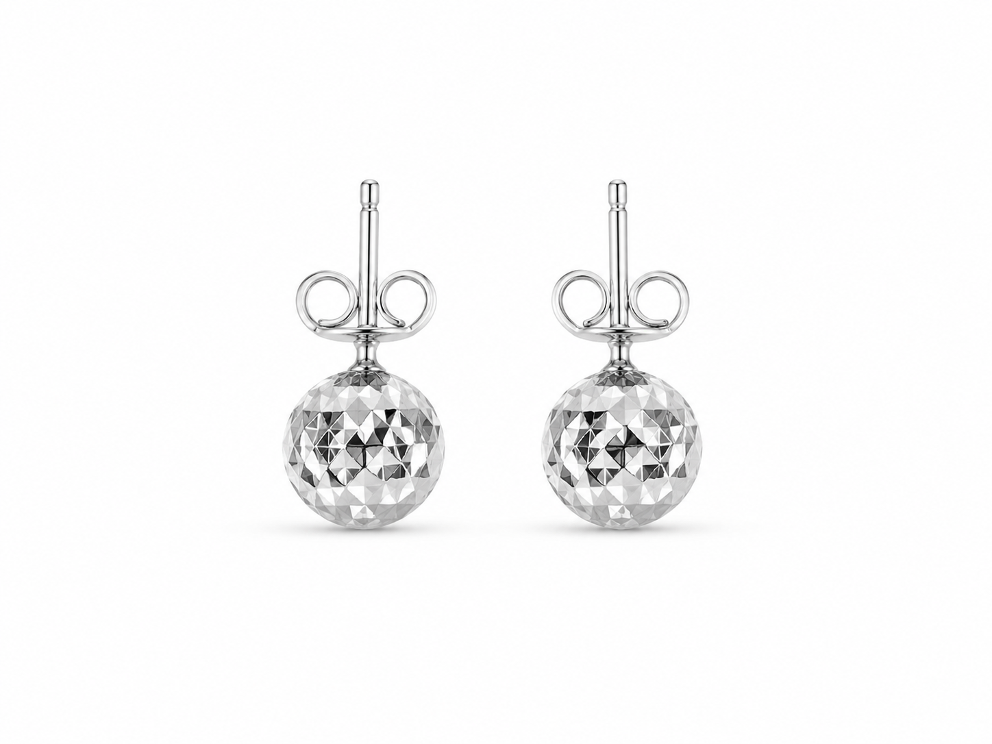 18KT Ball Stud White Gold Earrings [A1B4]