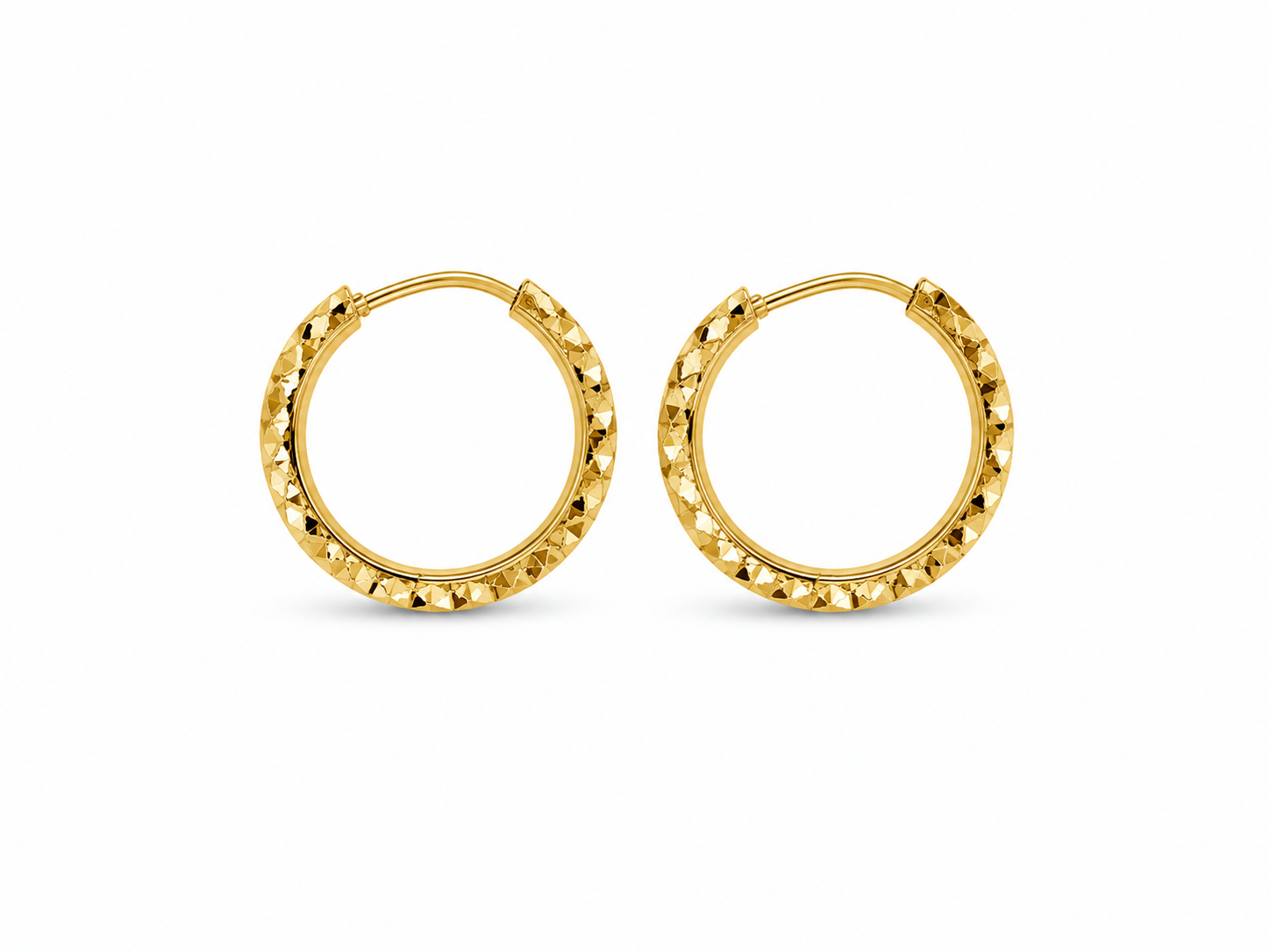 18KT Hoop Stud Yellow Gold Earrings [A2B8]