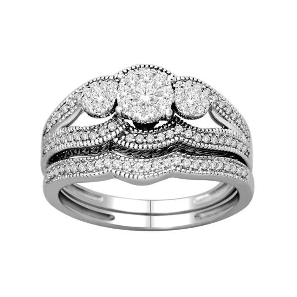 14K White White Diamond Ladies Ring With 0.50 Ct Round Diamonds
