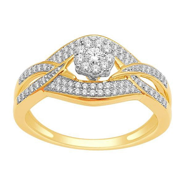 14K Yellow Yellow Diamond Ladies Ring With 0.35 Ct Round Diamonds