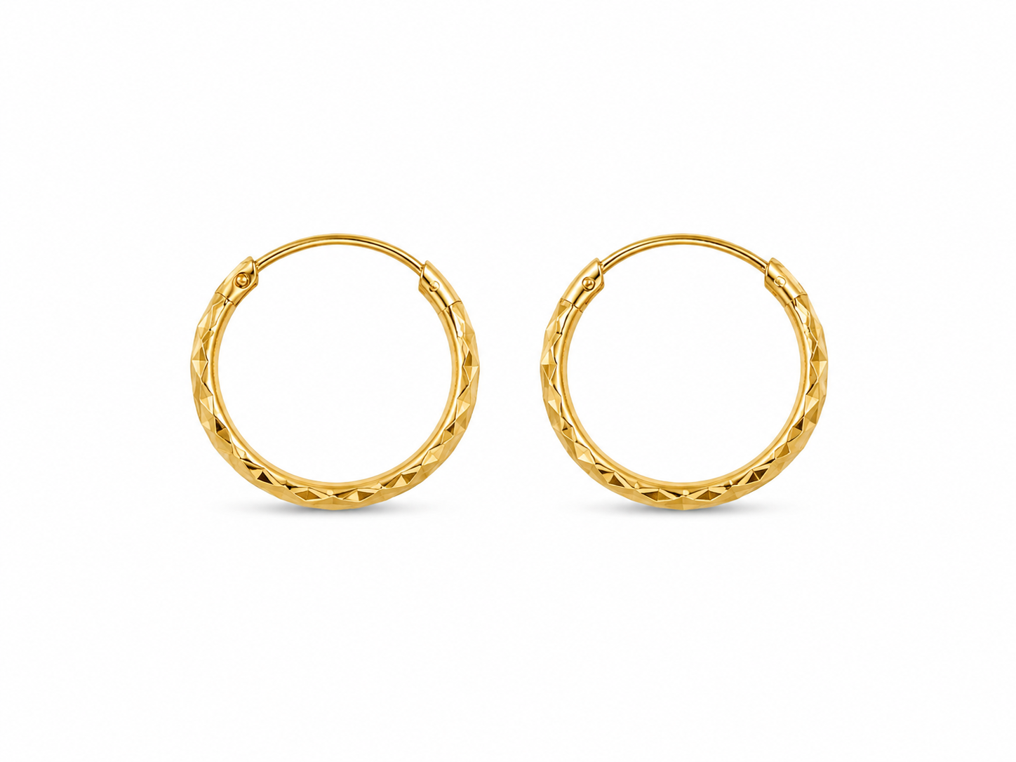 22KT Small Etched Hoop Yellow Gold Earrings [A1B2]