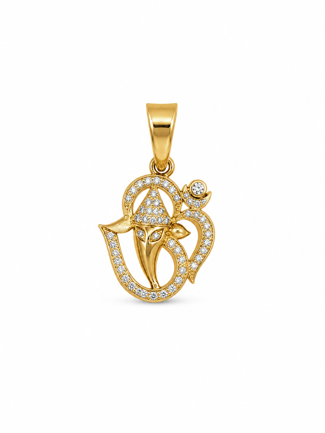 18KT Ganesha Cubic Zirconium Yellow Gold Pendant [A3B1]