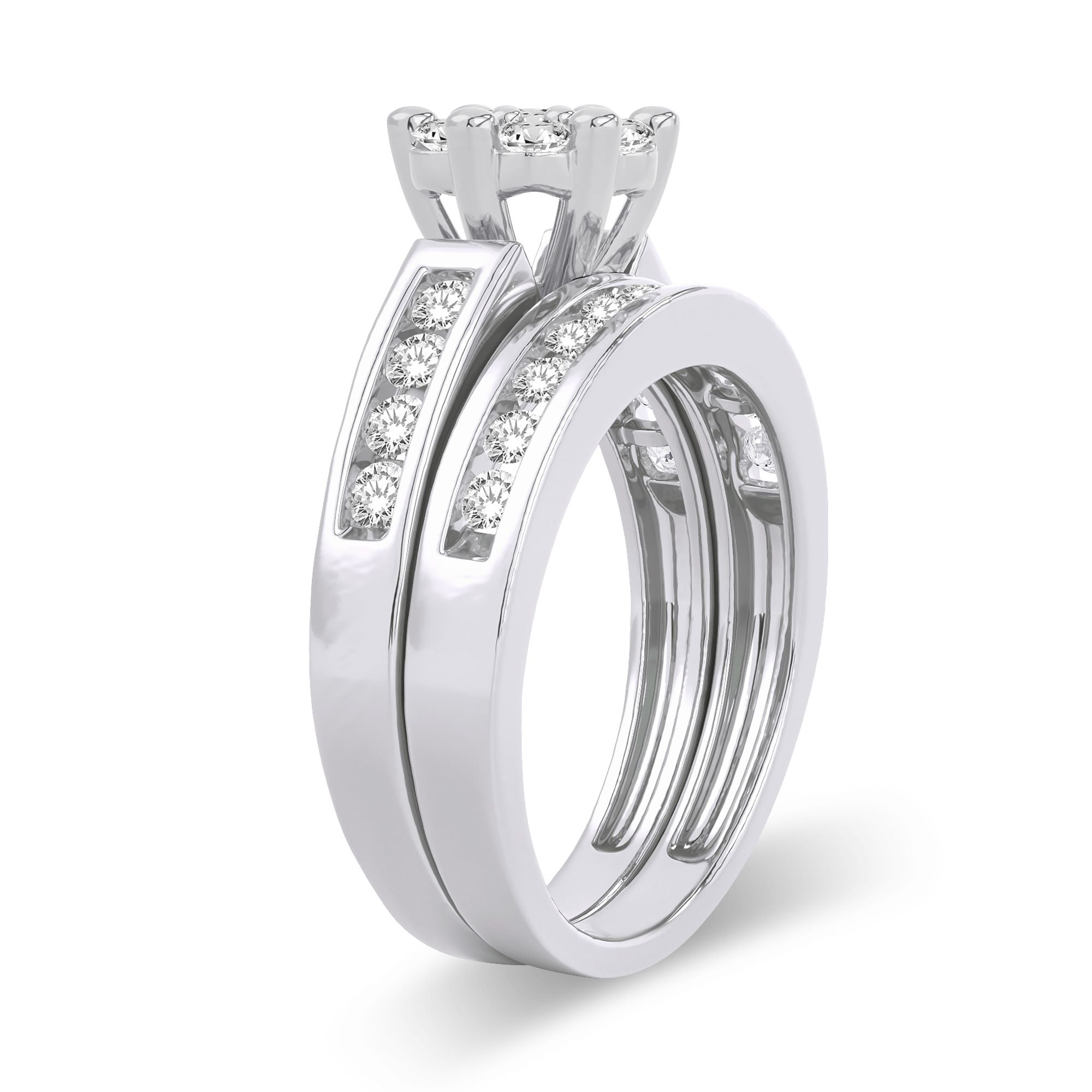 14K White Gold Elegant 1.00Ct Diamond Bridal Ring