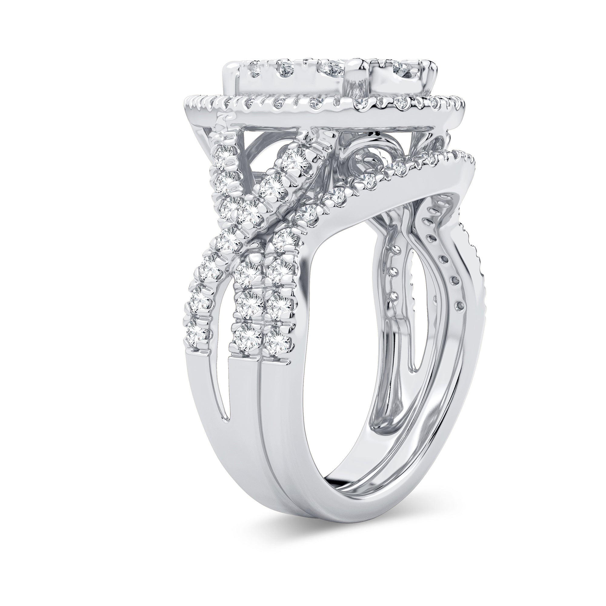 14K White Gold Elegant 2.00Ct Diamond Bridal Ring