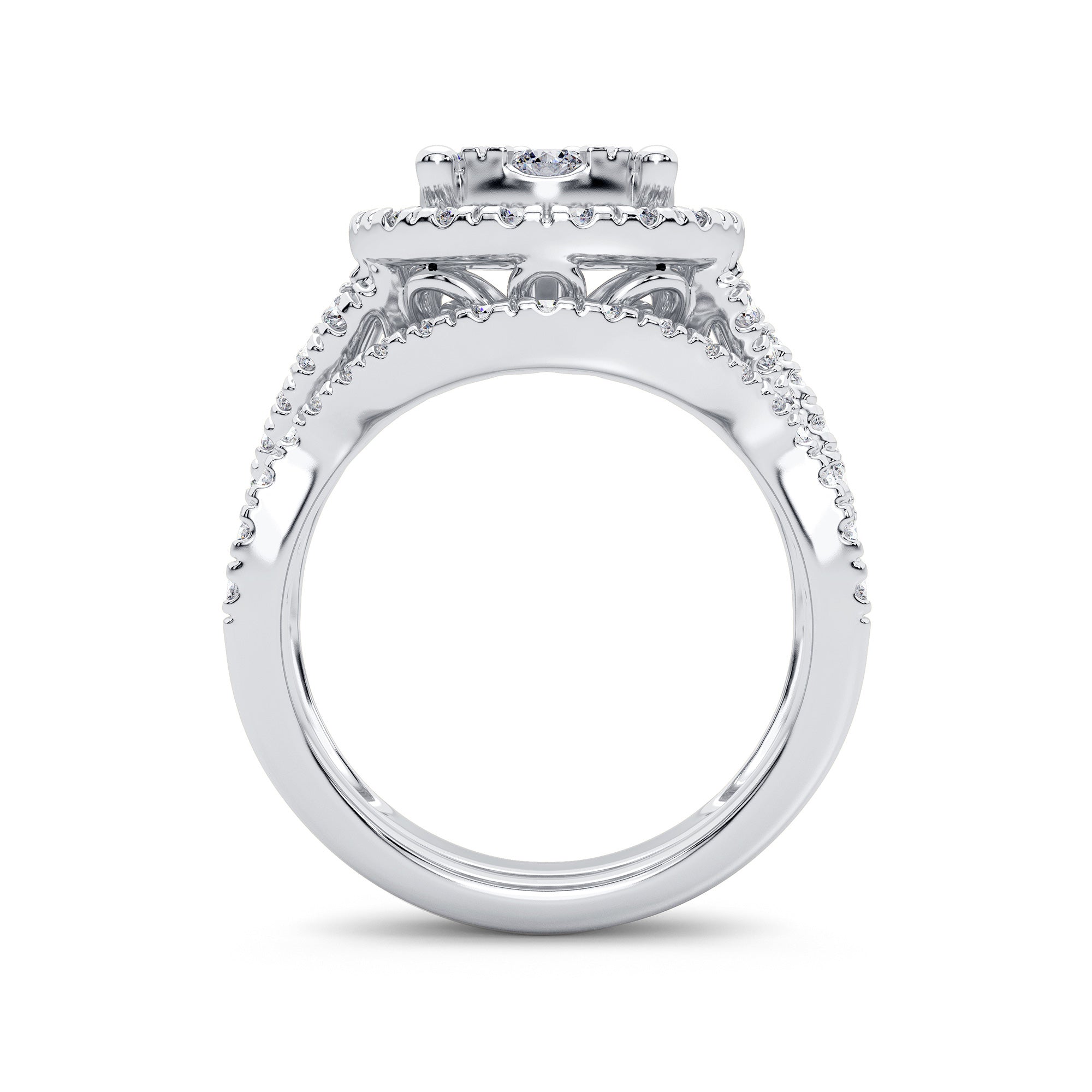 14K White Gold Elegant 2.00Ct Diamond Bridal Ring