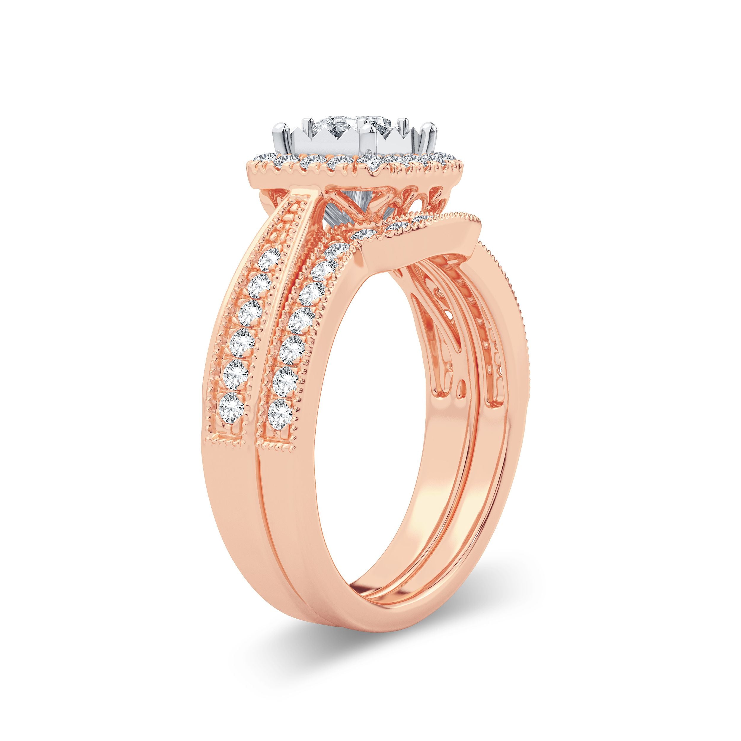 14K Rose Gold Gorgeous 0.75Ct Diamond Bridal Ring