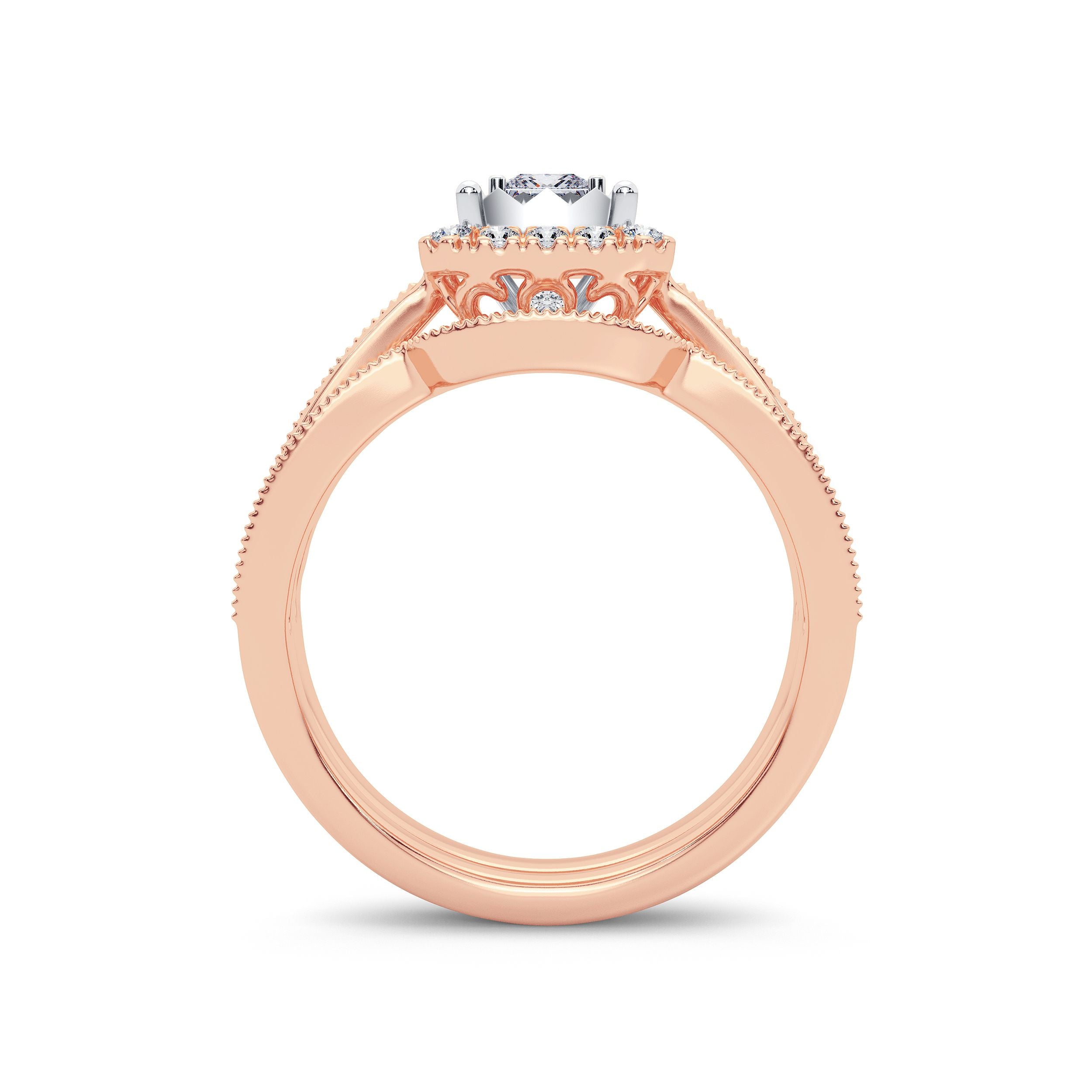 14K Rose Gold Gorgeous 0.75Ct Diamond Bridal Ring