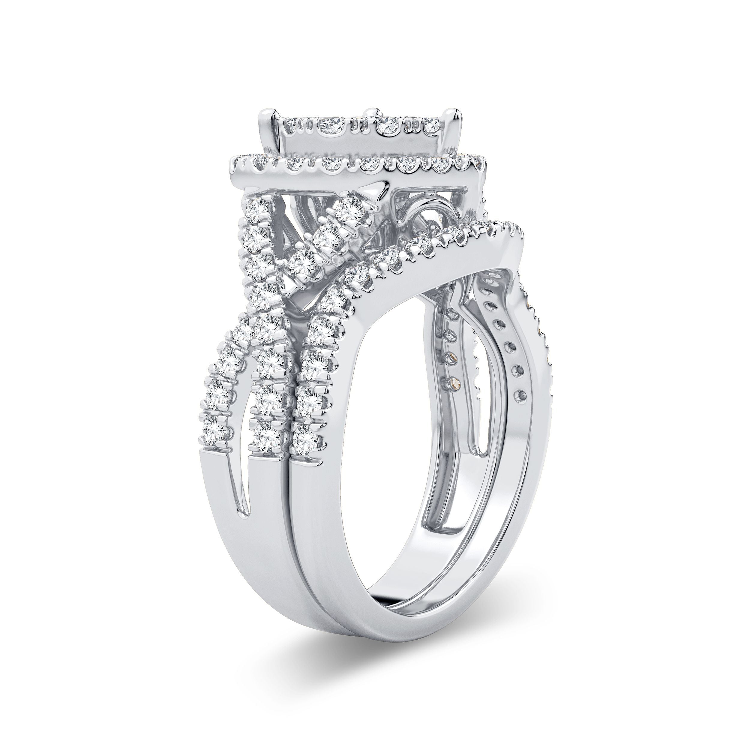 14K White Gold Magnifcnet 1.50Ct Diamond Bridal Ring