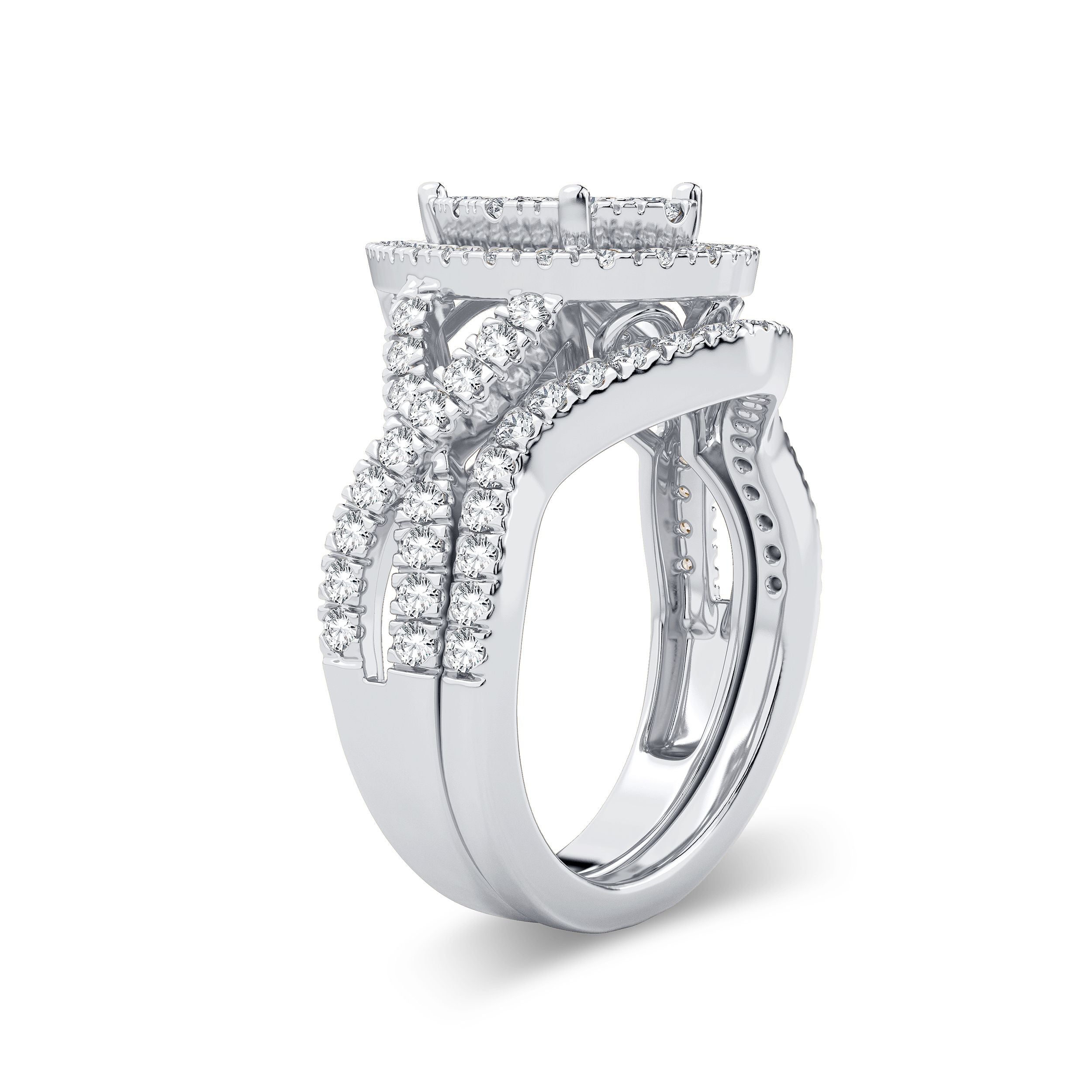 14K White Gold Exquisite 1.50Ct Diamond Bridal Ring