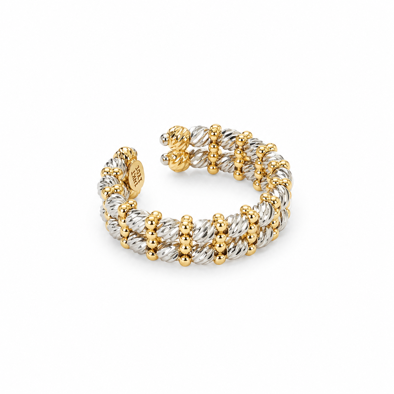 14KT Two Row Cubic Zirconium Yellow Gold Ring [A2B6]