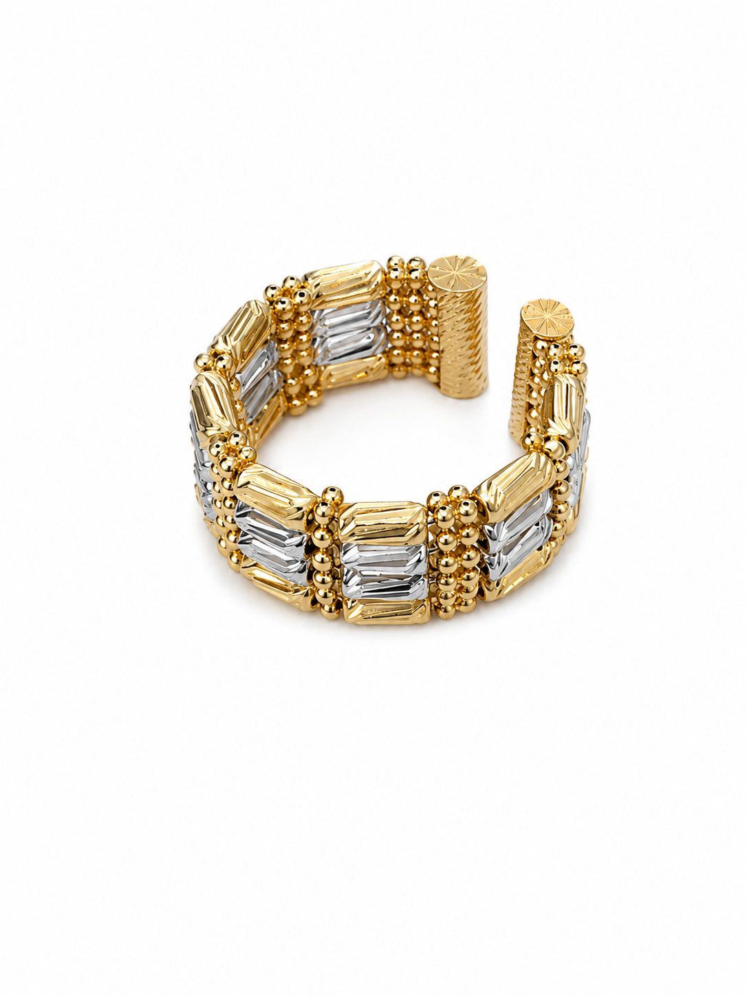 14KT Four Row Two Tone White and Yellow Gold Ring [A4B8]