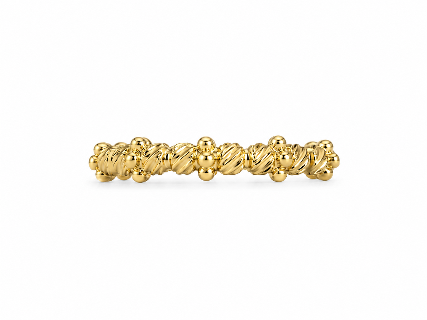 14KT Faceted Bead Open Back Yellow Gold Ring [A1B7]