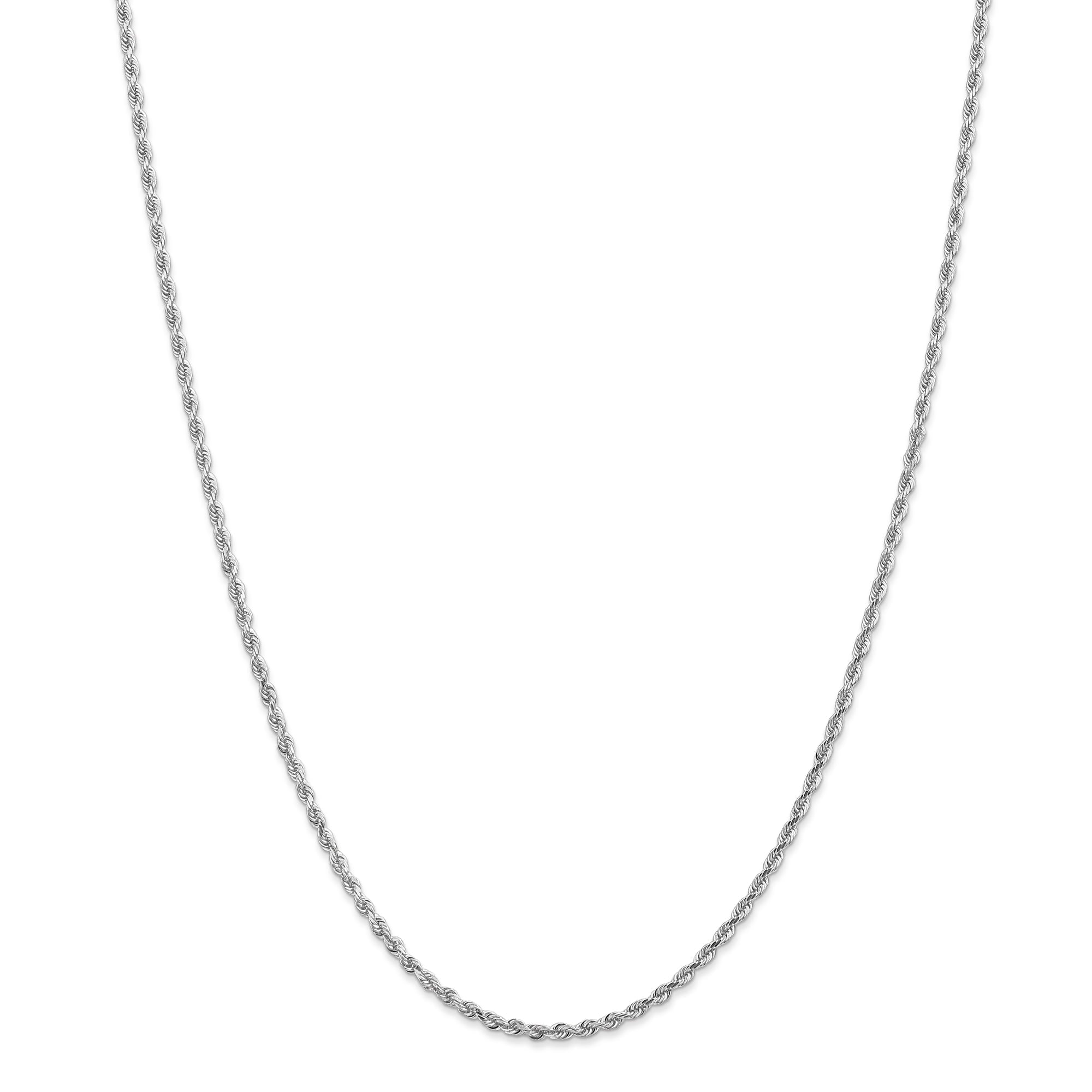 14K White Gold 18 Inch 2.25Mm Diamond-Cut Quadruple Rope Lobster Clasp Chain