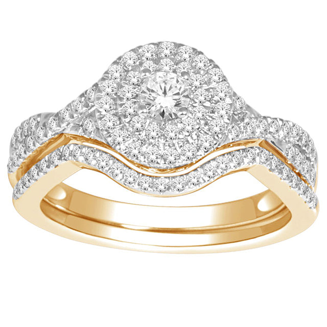 14K Yellow Yellow Gold Diamond Ladies Bridal Ring With 0.75Ct Round Diamonds