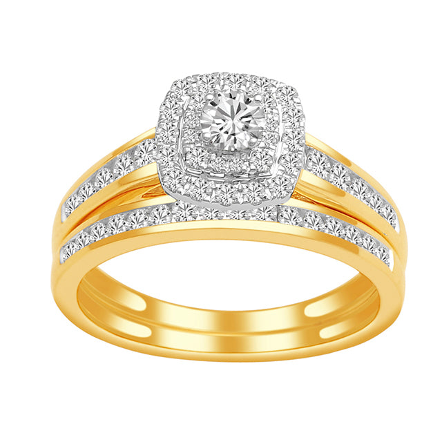 14K Yellow Gold Diamond Ladies Bridal Ring With 0.75Ct Round Diamonds